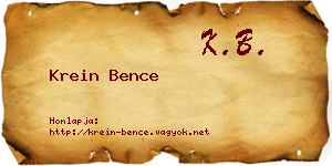 Krein Bence névjegykártya